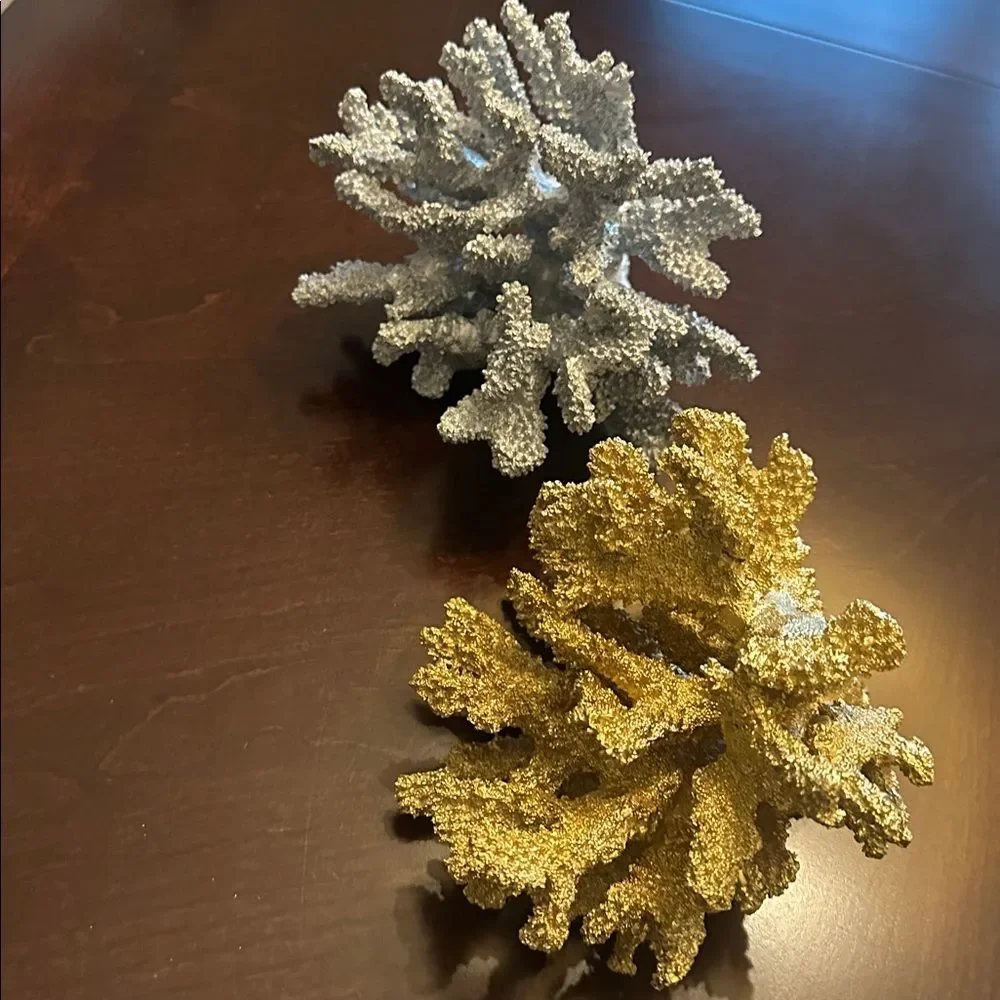 Pier 1 Ceramic Gold & Silver Coral Decorative Accents